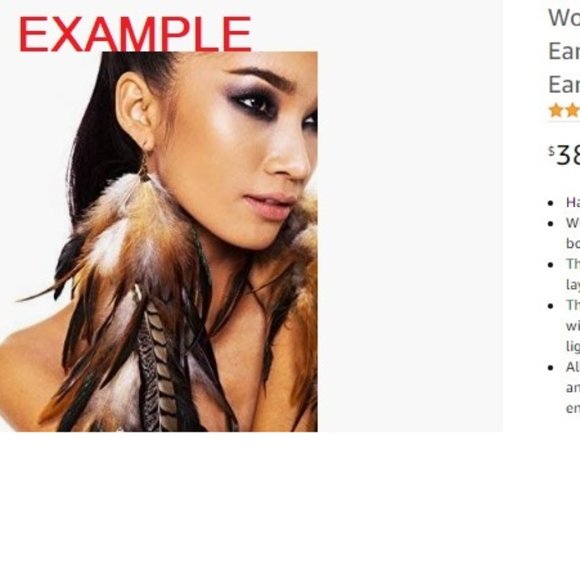 Bohemian feather earring Lightweight Fancy style. Long Handmade Retro Vintage - Picture 8 of 8